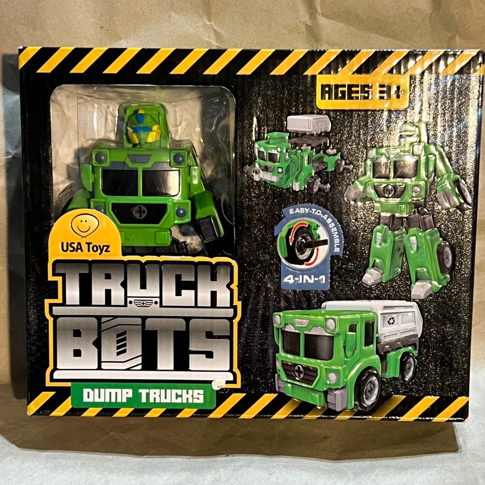 USA Toyz Truck Bots‎ 4-in-1 Transforming Robot Dump Truck Green Building Toy Set